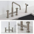 High-end Kitchen 3-Function Pull-down Sprayhead Bridge Sink Faucet with Side Spray